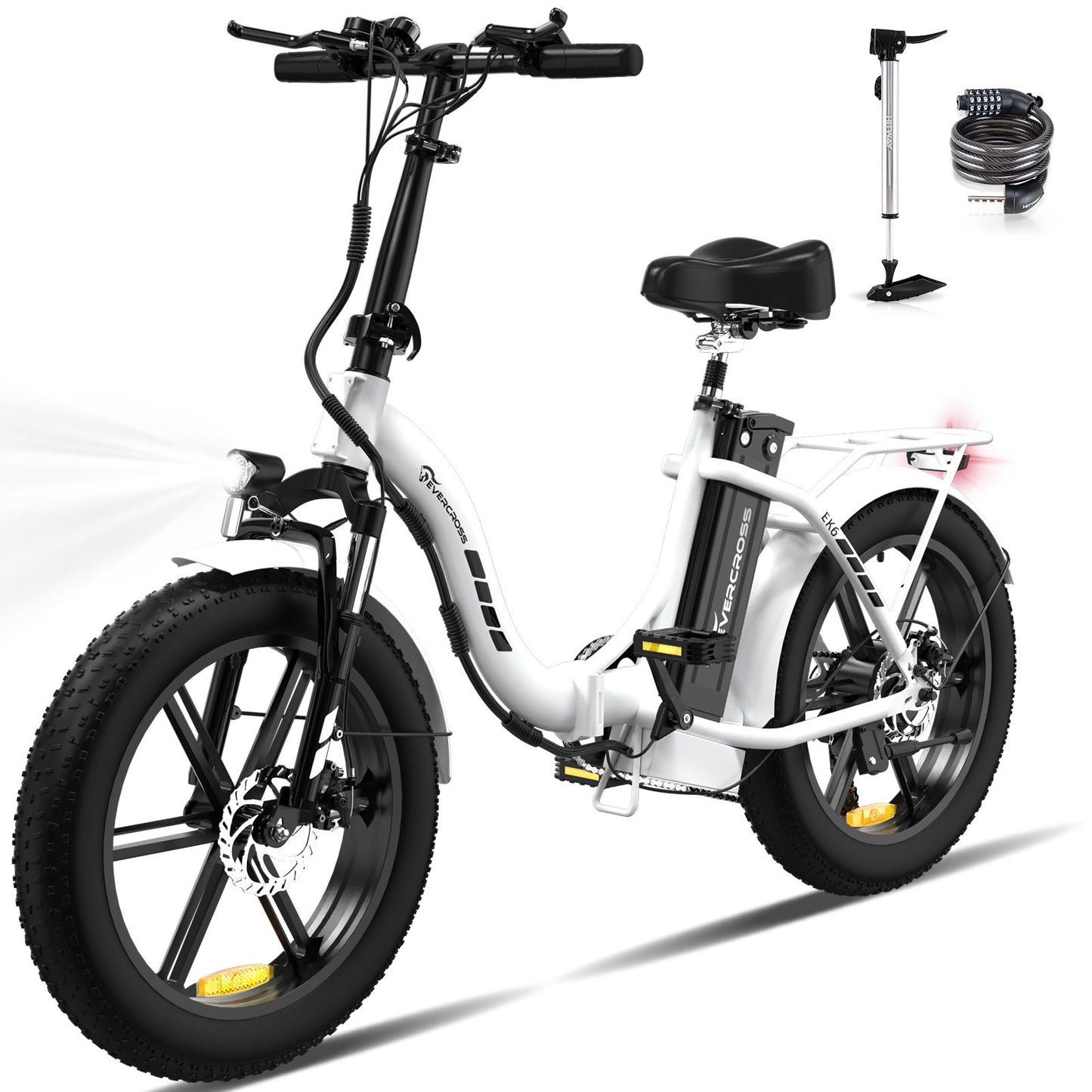 EVERCROSS vélo électrique pliable léger 20 x4.0 Fat Tire - E-Bike avec Batterie 13Ah - Freins à Double Disque - Vélo à Assistance