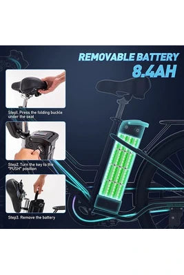 Hitway Vélo électrique 26 Noir Moteur 250W,E-Bike avec Batterie au Lithium Amovible 36V 8,4Ah Ebike,pompe à vélo gratuite